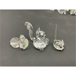 Collection of Swarovski Crystal animals, to include hedgehogs, snails, birds, mice and snakes, etc