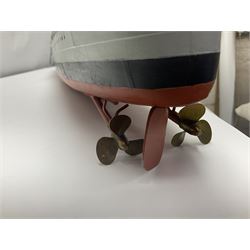 Model of the WWII K-Class Destroyer HMS Kelly, fitted with remote control equipment, untested (no controller), approximately L110cm