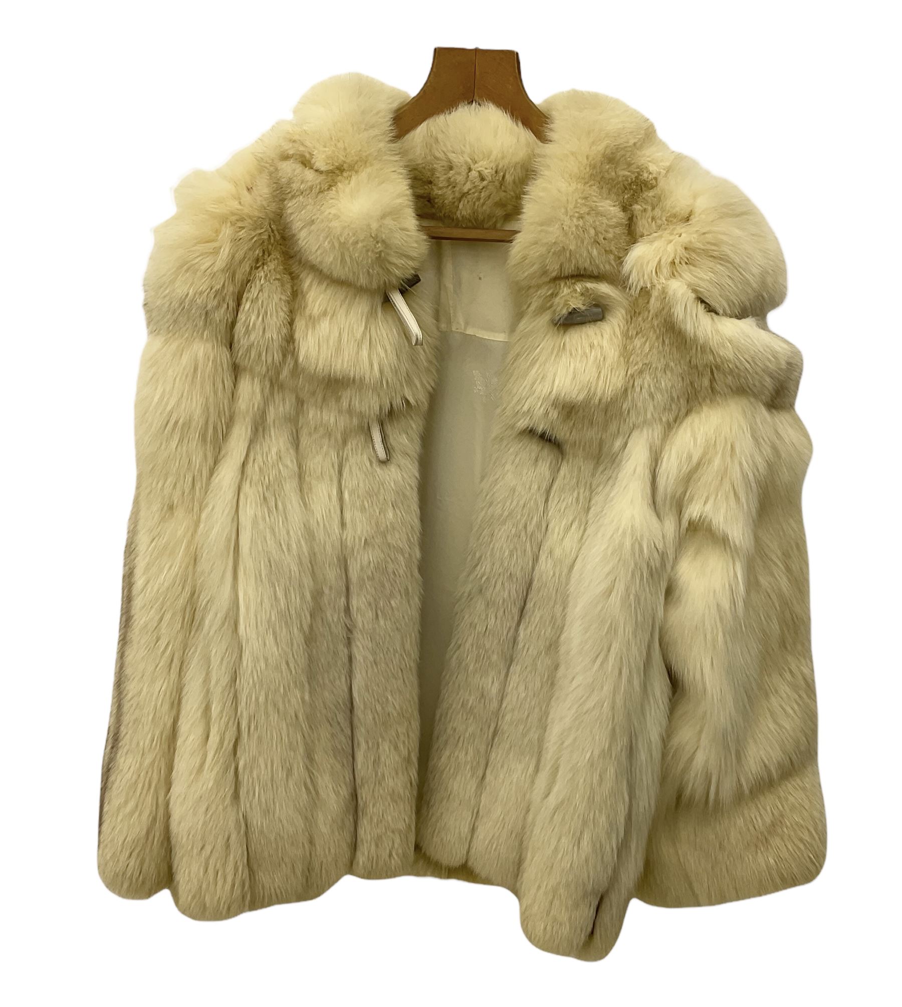 White Arctic Fox fur coat with loop fasteners 