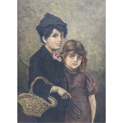 English School (19th century): Portrait of two Young Children, oil on canvas indistinctly signed 35cm x 25cm