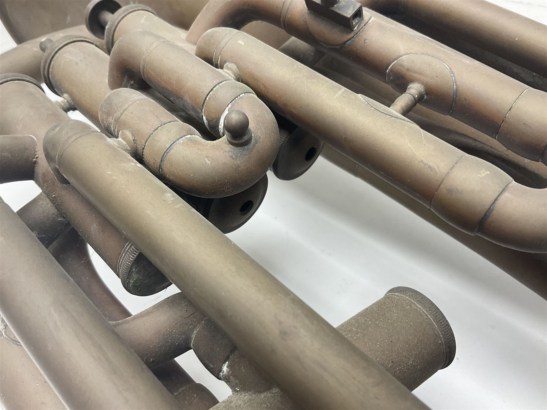 Early 20th century French Jerome Thibouville-Lamy Class B brass 4-valve euphonium for restoration or display L59cm