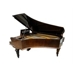 John Broadwood & Sons London - 19th century rosewood grand piano serial  No 47356 (1900-1910) overstrung cast iron frame with 88 notes, 7 octaves, Lyre with sostenuto and una-corda pedals, split-hinged key fall board and fretted music desk, case raised on three taper turned legs with brass castors, original stringing, felt, hammers, dampers and grand roller action.

This item has been registered for sale under Section 10 of the APHA Ivory Act