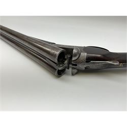 Lincoln Jeffries 12-bore side-by-side double barrel lightweight boxlock non-ejector sporting gun,  out-of-proof 66cm damascus barrels with sunken ribs, profusely engraved action, Prince of Wales walnut stock with chequered pistol grip and fore-end and thumb safety, sling swivels under barrel and stock, serial no.2139(?), L107.5cm overall RFD ONLY