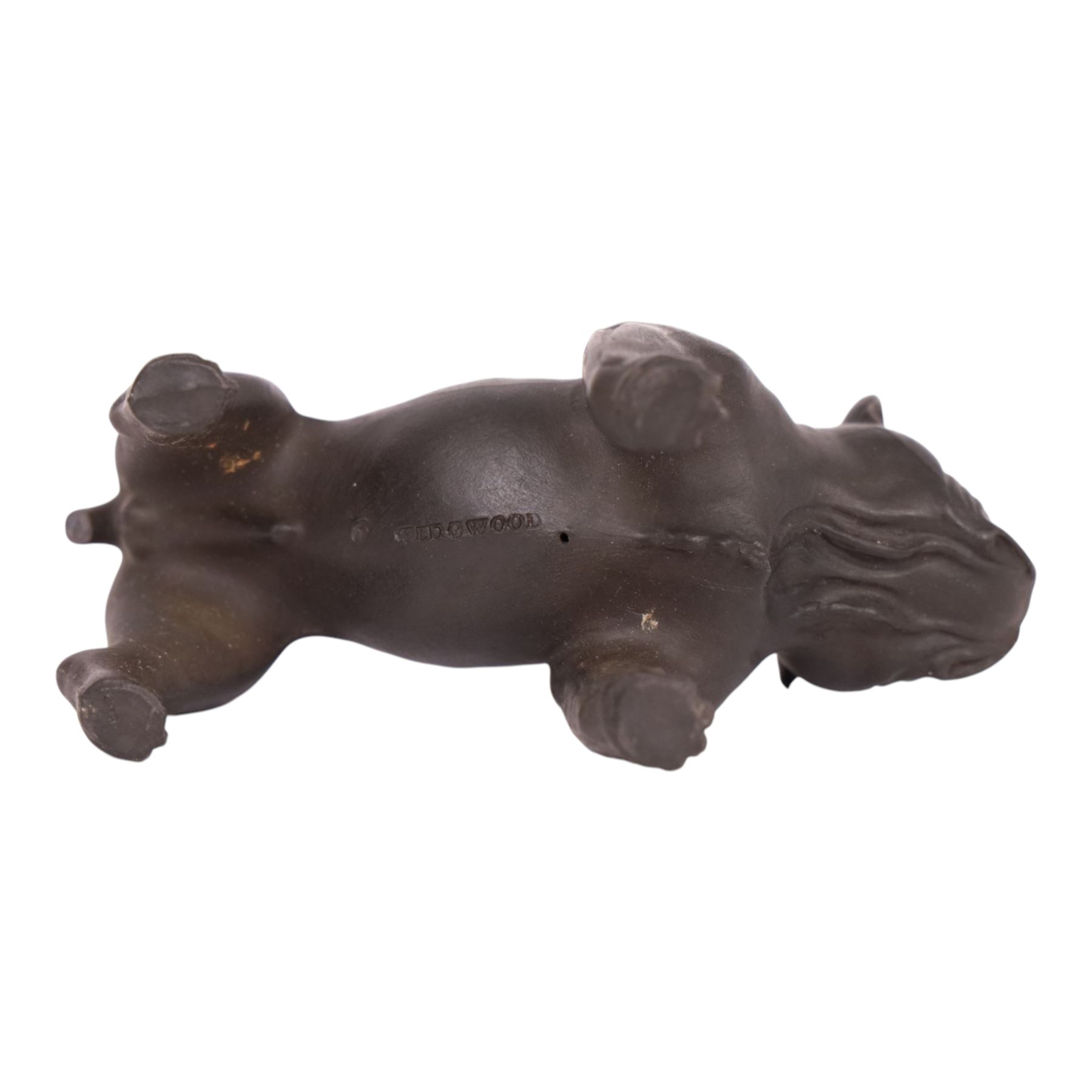 Wedgwood Black Basalt Bulldog, designed by Ernest Light, with impressed mark beneath, H7cm