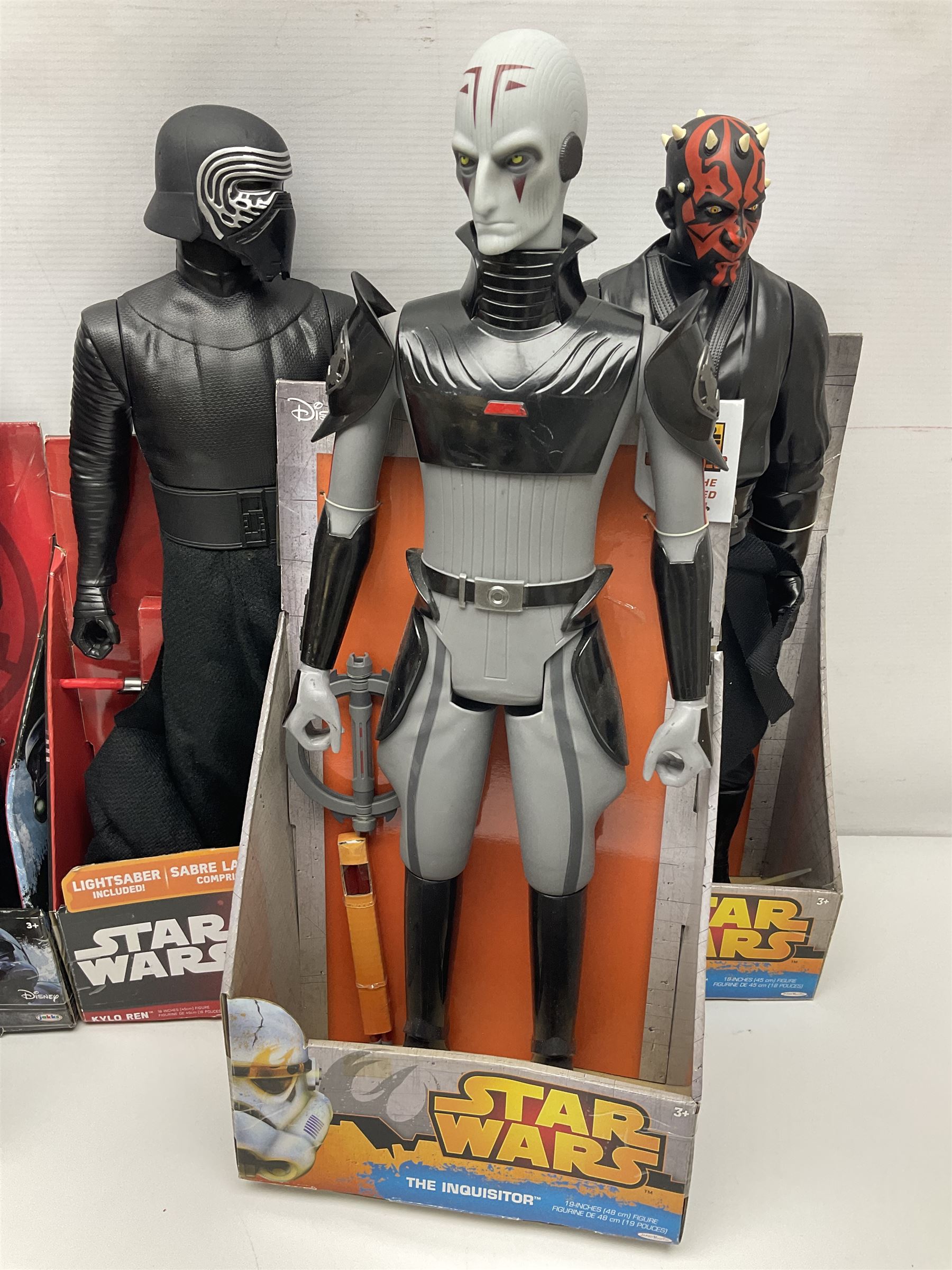 Star Wars - seven Jakks Pacific Big-Figs comprising Death Trooper, Kylo Ren, Darth Maul, First Order Stormtrooper, Poe Dameron, The Inquisitor and Executioner Trooper; all boxed; and another unboxed (8)