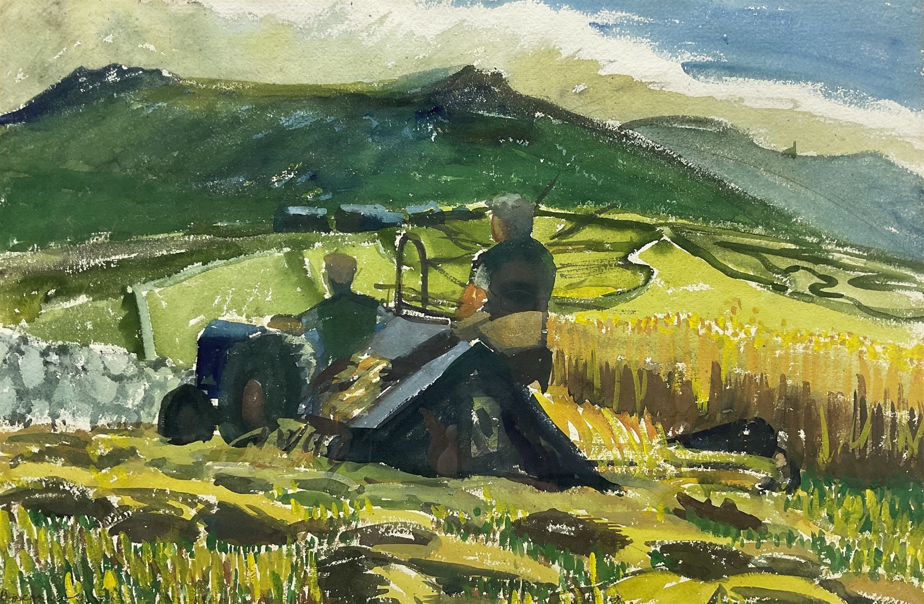 Isobel Atterbury Heath (British 1908-1989): 'Berrymans Farm', watercolour indistinctly inscribed l.l. 36cm x 55cm 
Provenance: private collection, purchased Market House Gallery, Marazion, 'Post War St Ives' 2002 No.33; the artist's studio sale, 1988; exh. Britain in Watercolours, labels verso