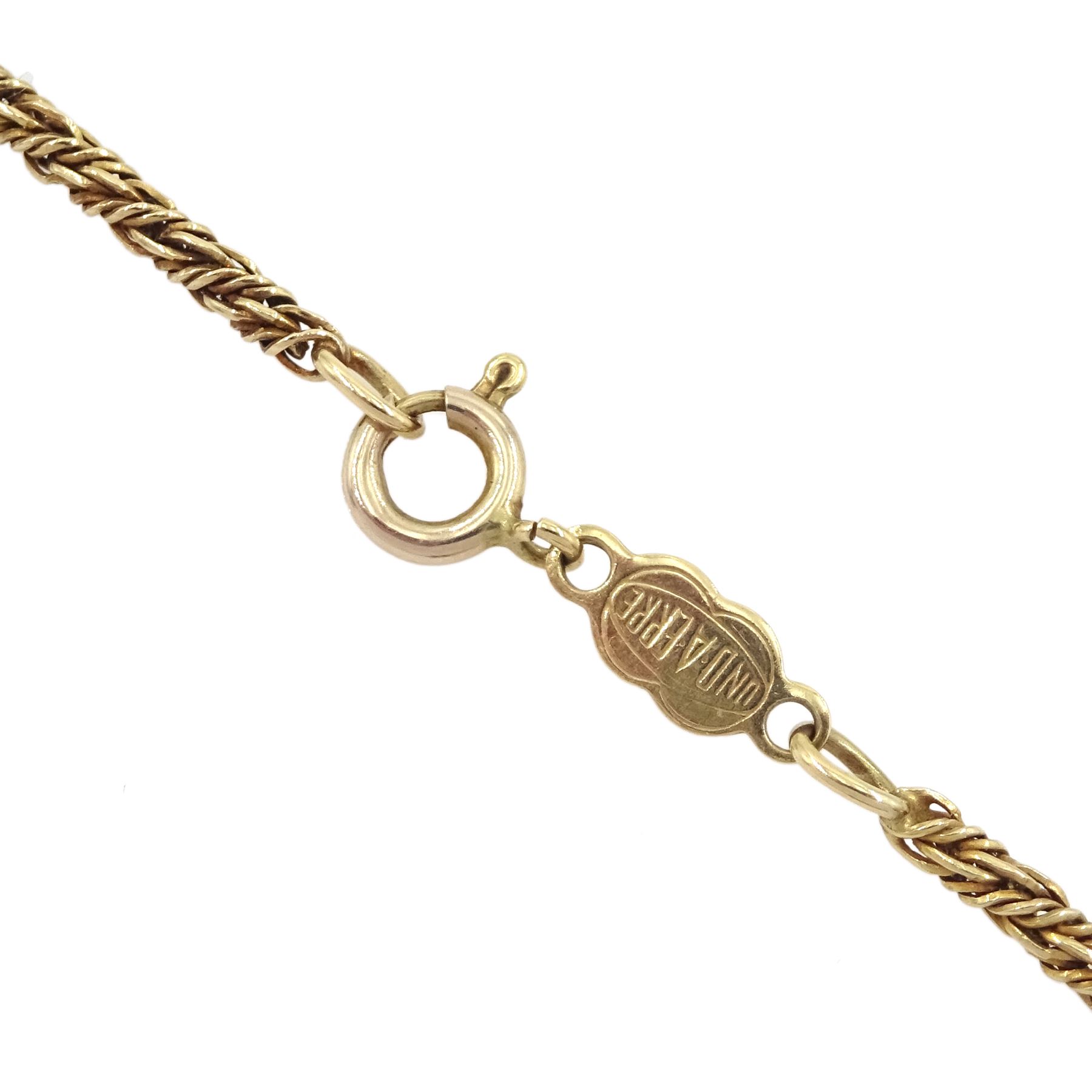 Queen Victoria 1887 gold double sovereign coin, loose mounted in 9ct gold fancy pendant, on 9ct gold chain necklace, hallmarked