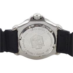 Tag Heruer Formula 1 ladies stainless steel wristwatch, model No. 371.508, luminous dial with date aperture, on original rubber strap