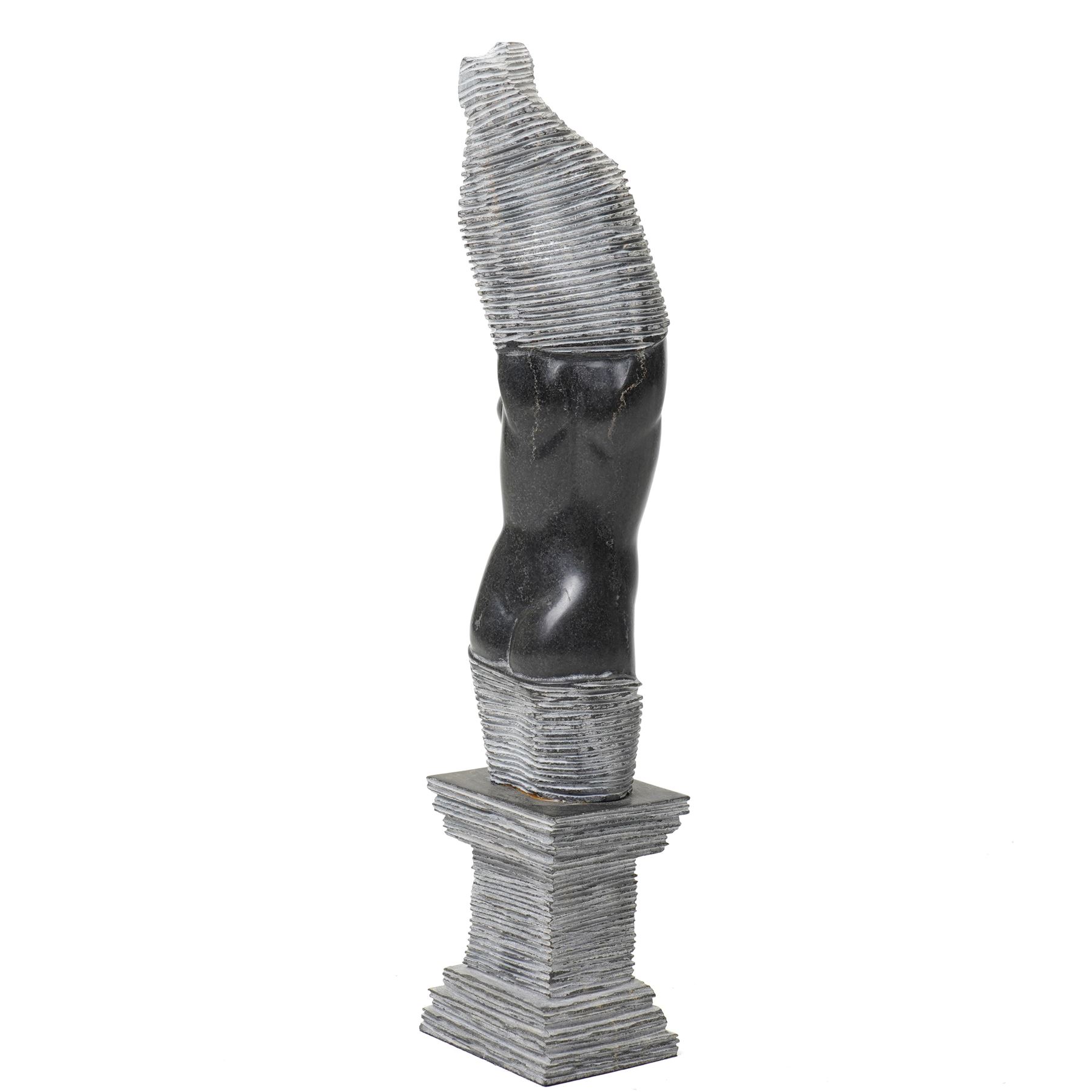 Contemporary marble study of a female nude, on integral carved pedestal base, H42cm 