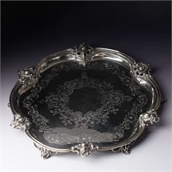 Victorian Scottish silver salver of shaped circular form with moulded border, engraved dec...