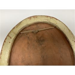 Pair of 19th century classical terracotta relief wall plaques depicting the goddess Hygeia and another goddess, seated holding an ewer, each of oval form, indistinctly signed, each stamped Ferreira verso, H42cm, W30cm