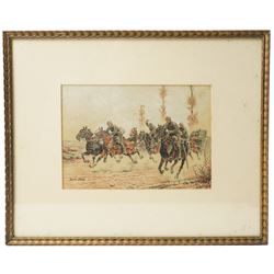 Henri Baud (French 19th/20th Century): French Artillery Charge, pastel on paper signed 14.5cm x 21cm