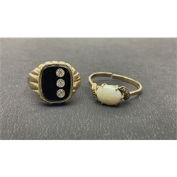 Five gold stone set rings, including Victorian 18ct gold example and four 9ct gold rings