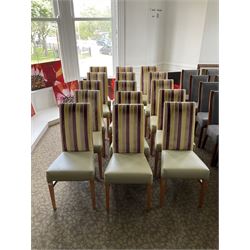 Fifteen high back dining chairs, lime seats- LOT SUBJECT TO VAT ON THE HAMMER PRICE - To be collected by appointment from The Ambassador Hotel, 36-38 Esplanade, Scarborough YO11 2AY. ALL GOODS MUST BE REMOVED BY WEDNESDAY 15TH JUNE.