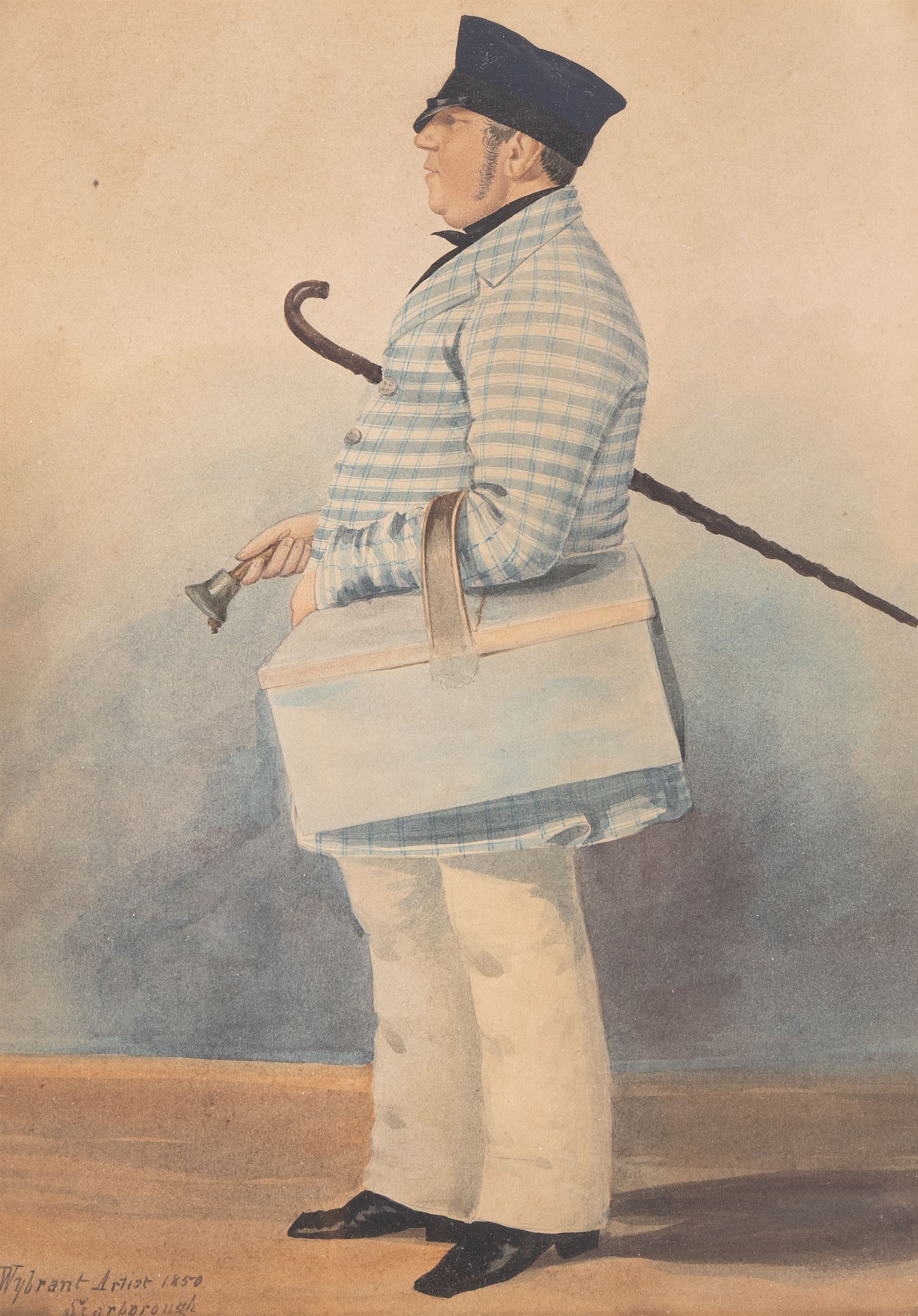Patrick Wybrant (Irish 1816-1894): Portrait of a Scarborough Cockle Seller, watercolour inscribed 'Wybrant Artist Scarborough' and dated 1850, 28cm x 20cm
