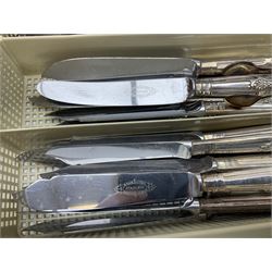 Quantity of silver plated cutlery stamped Sheffield, together with other silver plate and metalware etc