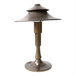 Art Deco Pagoda lamp, by Leroy Doane for Miller Lamp Company, circa 1930, with double canopy shade, marked Miller Lamp Company beneath, H40cm