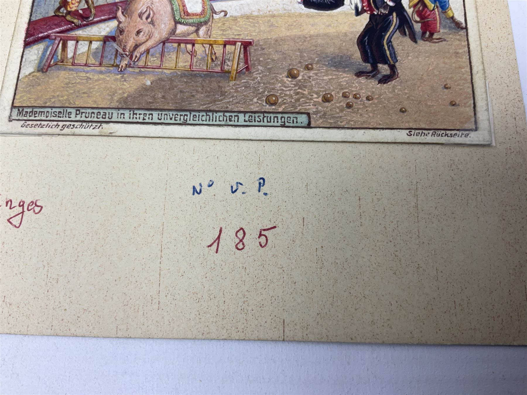 Six original Liebig watercolour illustrations: 'Theatre des Singes'