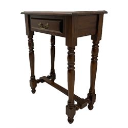 Small mahogany side table with single drawer