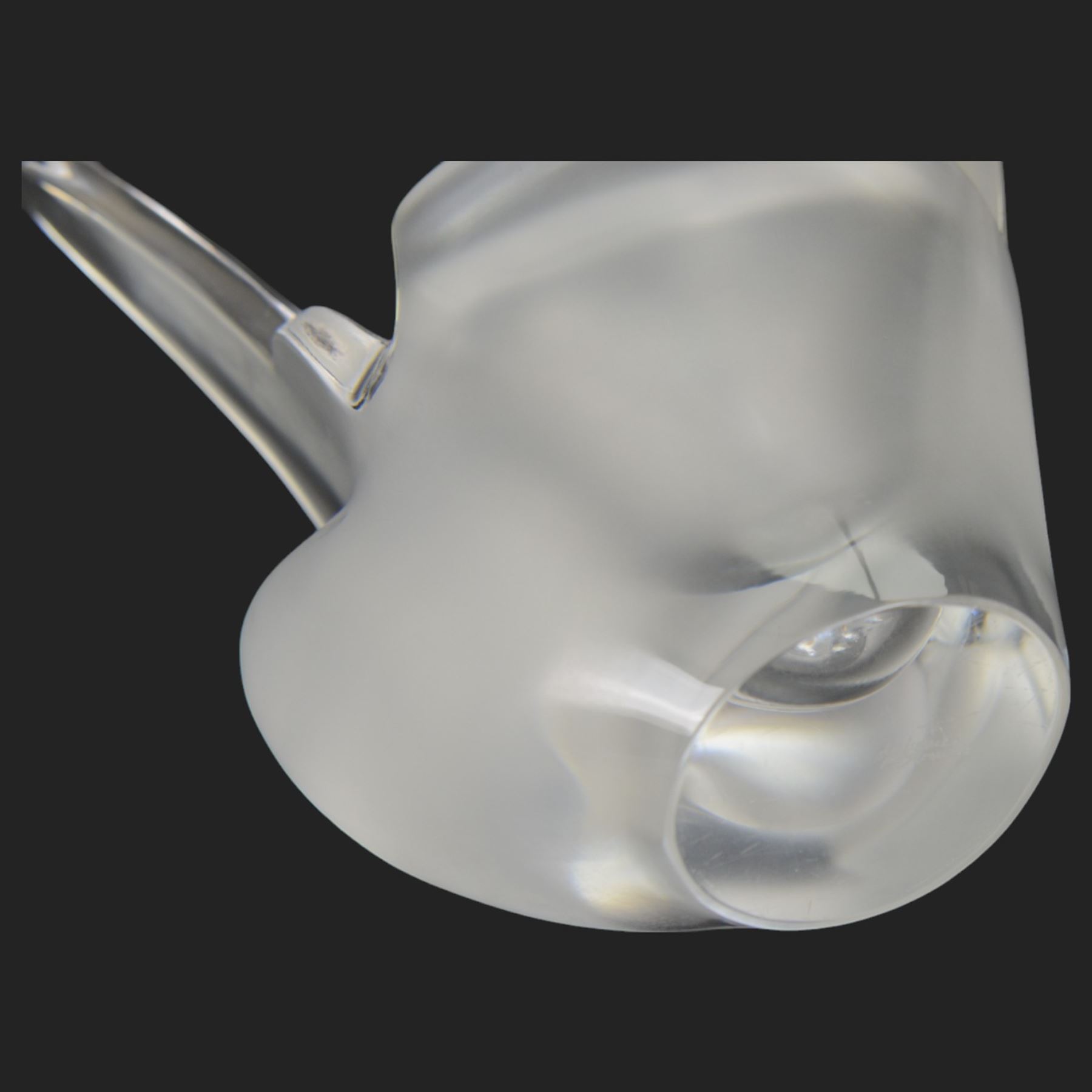 Lalique vase, modelled as two entwined doves, with a removable glass flower frog to the centre, signed to base, H22cm 