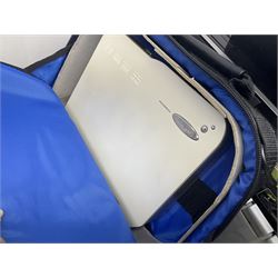 Singer 66 sewing machine in wooden case, together with an LG DVD player with speakers, two portable DVD players, etc 