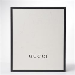 Gucci - pair of Dionysus ankle black leather boots with block heels, with signature silver tone tiger head buckle fastening and full length zip, size 37½, total boot height 24cm, with original box and dust bags