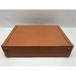 Papworth of Cambridge  leather attaché case, with brass fittings, with internal stationary compartments, H34cm, L47cm 