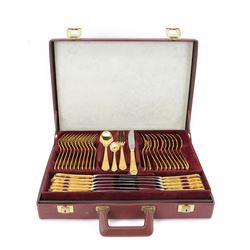 Chromstahl canteen of gilt cutlery for twelve 