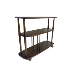 Ercol - elm and beech three tier stand on castors