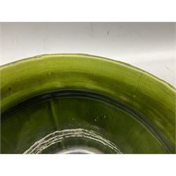 Three jardinières comprising West German Gerz example decorated in relief, Doulton Slaters example with frilled everted rim and a majolica example, and a further two Arthur Wood majolica jugs (5)