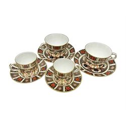  Royal Crown Derby 1128 Imari pattern two coffee cans and saucers, two teacups and saucers, all with printed mark beneath 