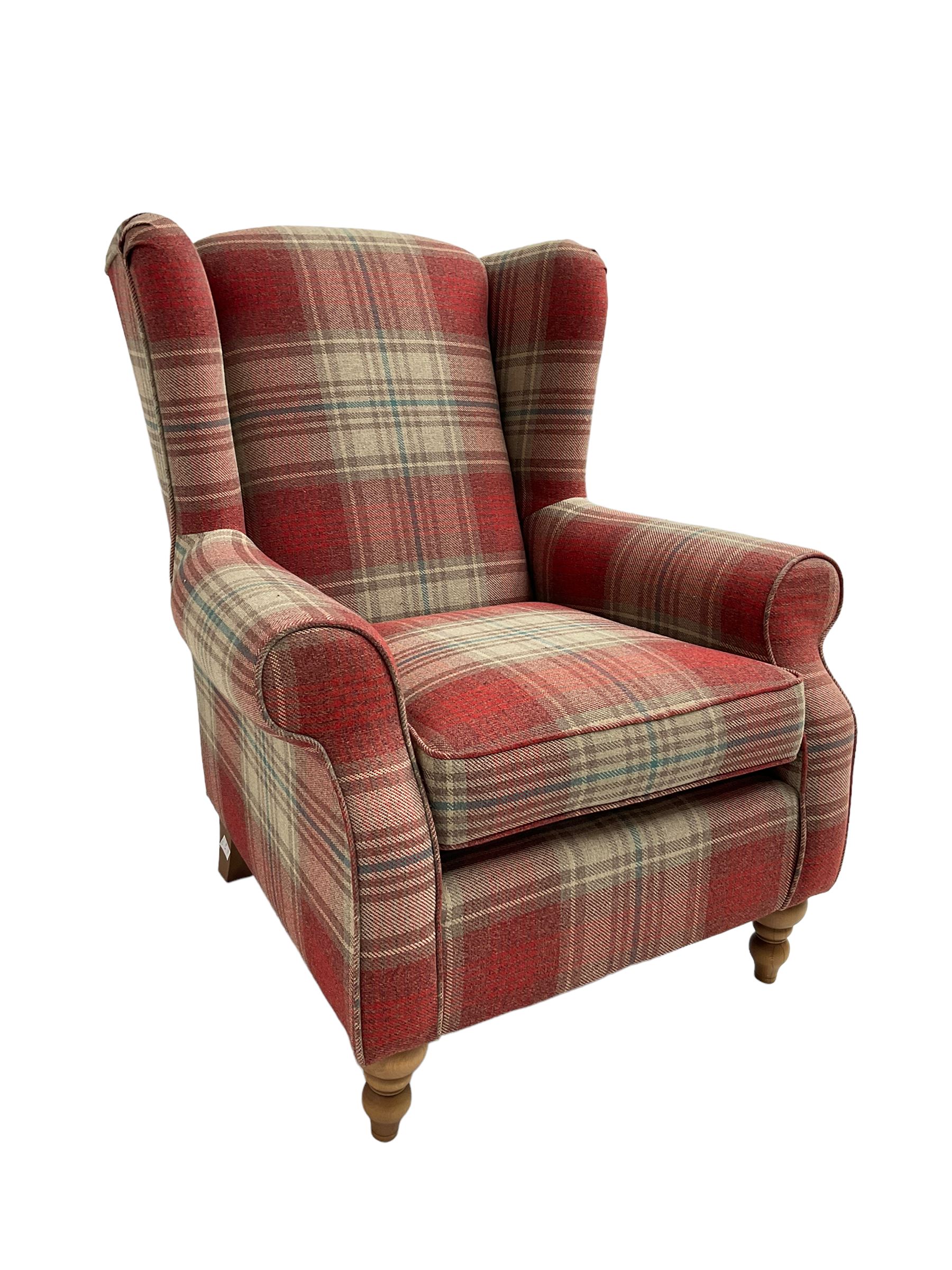 Next Home - wingback armchair, upholstered in checkered fabric 