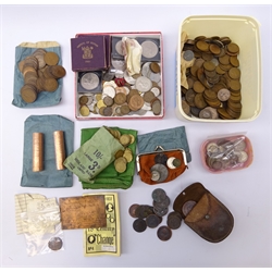  Collection of Great British and World coins including small number of pre 1947 silver coins, various pre-decimal pennies and other denominations, Festival of Britain 1951 crowns, commemorative crowns etc, in one box  