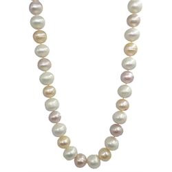  Tri-colour pearl Necklace on 9ct gold clasp  