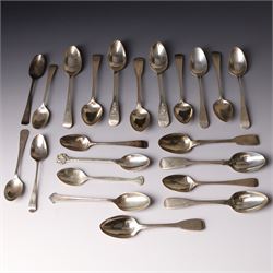 Collection of various silver teaspoons, 19th and 20th century, various dates and makers