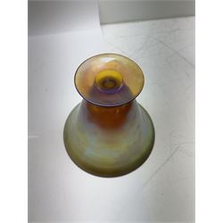 WMF Myra Crystal iridescent glass vase, of goblet form with fluted rim and golden lustre finish, H14.5cm