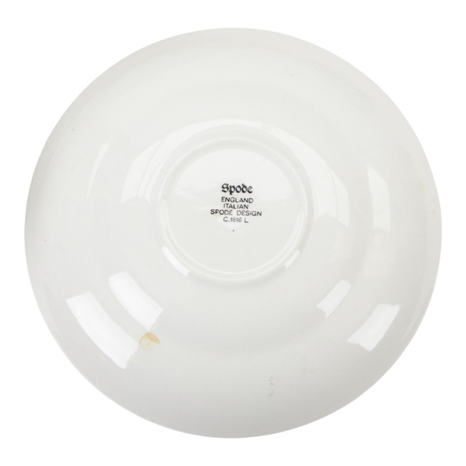 Spode tea service in Temple pattern, comprising twelve cups and saucers, open sucrier, milk jug, two side plates, together with Spode Italian pattern, six cups and saucers