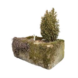 19th century hand hewn rectangular stone trough