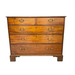 George III mahogany straight-front chest, fitted with two short over three long drawers, on bracket feet