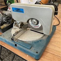 Handy Power angle grinder with discs, Nutool Compound mitre saw with spare discs, chain sharpener and angle grinder on stand - THIS LOT IS TO BE COLLECTED BY APPOINTMENT FROM DUGGLEBY STORAGE, GREAT HILL, EASTFIELD, SCARBOROUGH, YO11 3TX