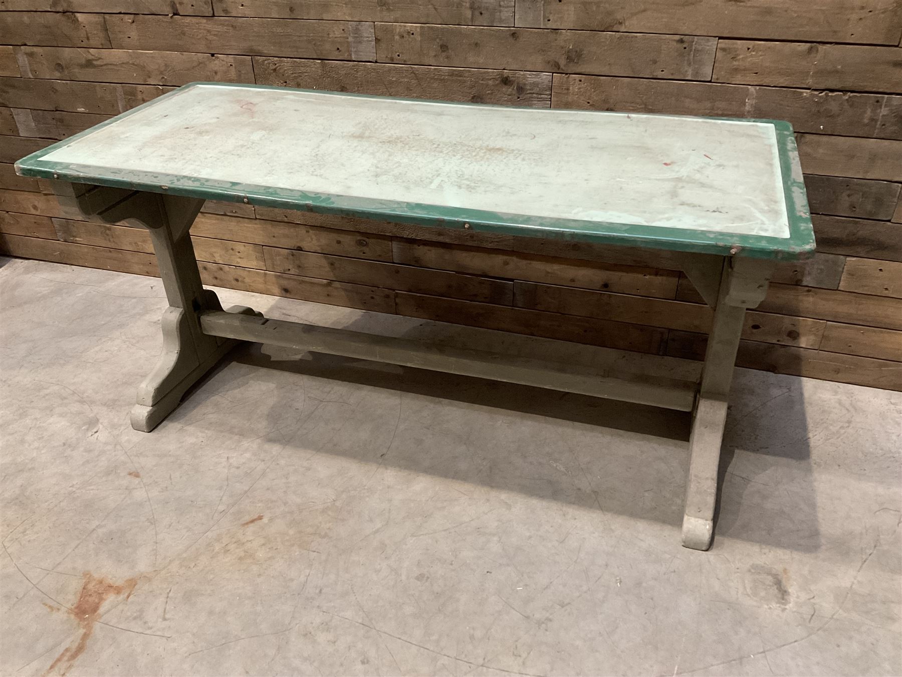 Early 20th century painted wood and enamel Military folding campaign table