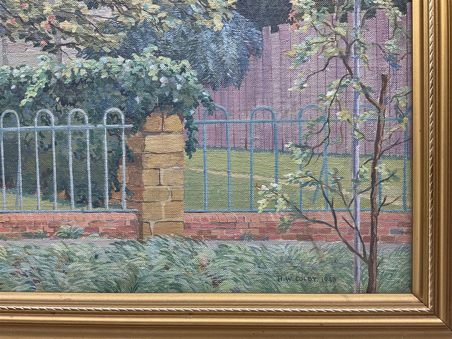 Homer Wayland Colby (American 1874-1950): The Apple Tree, oil on canvas signed and dated 1946, 35cm x 45cm