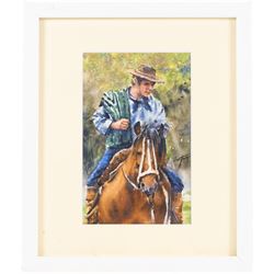 Diego Ferrer (Argentinian Contemporary): Gauchos on Horseback, set of three watercolours signed and variously dated, each approx. 22.5cm x 14.5cm (3) (one unframed)