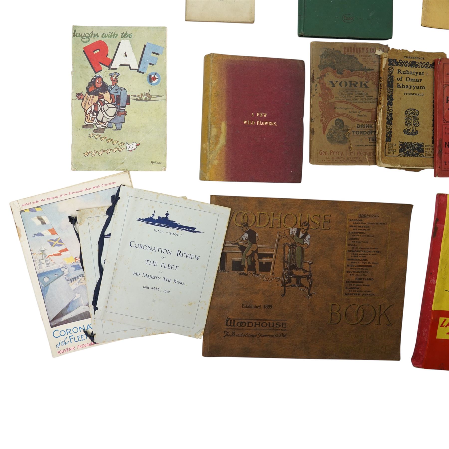 1958 Instruction Manual for Land Rover Series II 88 and 109, Victorian volume 'A Few Wild Flowers' with pressed leaves and descriptions, Hodgson's Pickering Annual 1913, 'Some People of our Town' by Spectator 1943, pub. Malton Gazette, early catalogue for Woodhouse Furniture etc