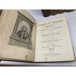 19th century and later leather bound books, to include Froissart, Sir John; Chronicles of England, France, Spain, Portugal, Scotland... two volumes London, 1812, Lyttleton, George: The History of England... two volumes London 1806, Clarke Adams; The Holy Bible, in six volumes, London 1836 and five other books 