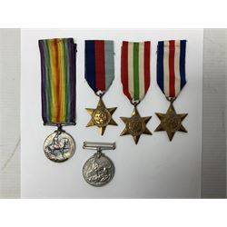 WW1 British War Medal awarded to 180953 Spr. E.J. Bleaney R.E.; and four WW2 medals comprising 1939-1945 War Medal, Italy Star, 1939-1945 Star and France & Germany Star