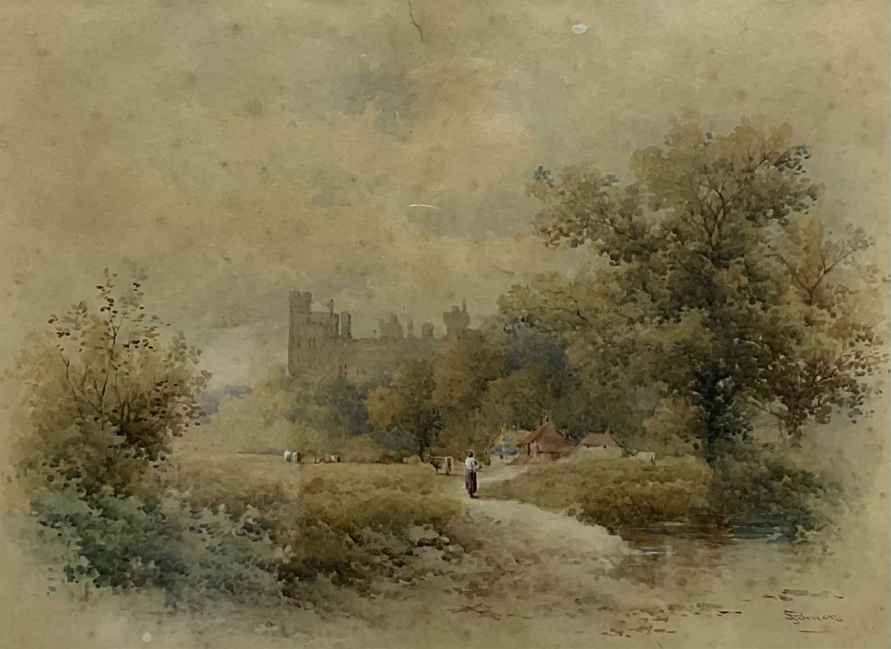 Stephen J Bowers (British fl.1874-1891): Windsor Castle Vignette, watercolour signed 22cm x 31cm