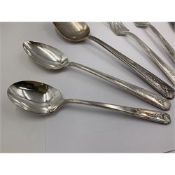 Community Milady pattern cutlery service for twelve place settings, to include table knives, forks and spoons, dessert knives, forks and spoons, soup spoons, two serving spoons and eighteen teaspoons, 