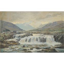 Claude Marks (British fl.1899-1915): Waterfall, gouache signed 29cm x 45cm