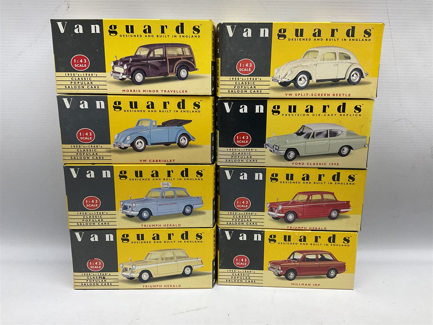 Twenty-five Lledo Vanguards 1:43 scale 1950s-1960s Classic Popular Saloon Cars die-cast models, all boxed (25)